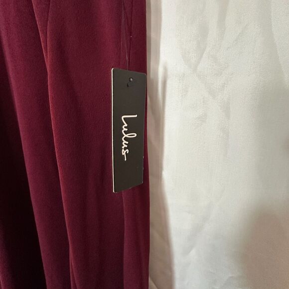 Lulu's Halter Top Style Neck Gown Slice Of Joy Burgundy Maxi - Picture 6 of 12